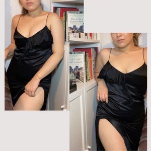 Zara slip dress black